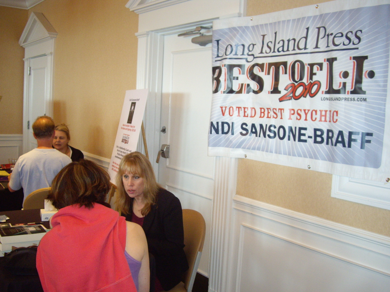 Cindi doing readings at Gurney\'s Spa in Montauk on April 24